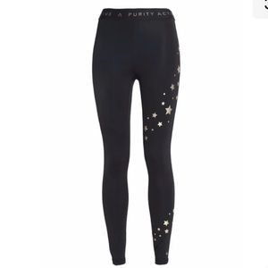 Purity Active Gold Star Leggings Size M Black NWOT